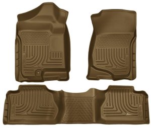 Cadillac Escalade ESV Floor Liners - Front + 2nd Row - Husky Liners - WeatherBeater - Tan - `07-`13